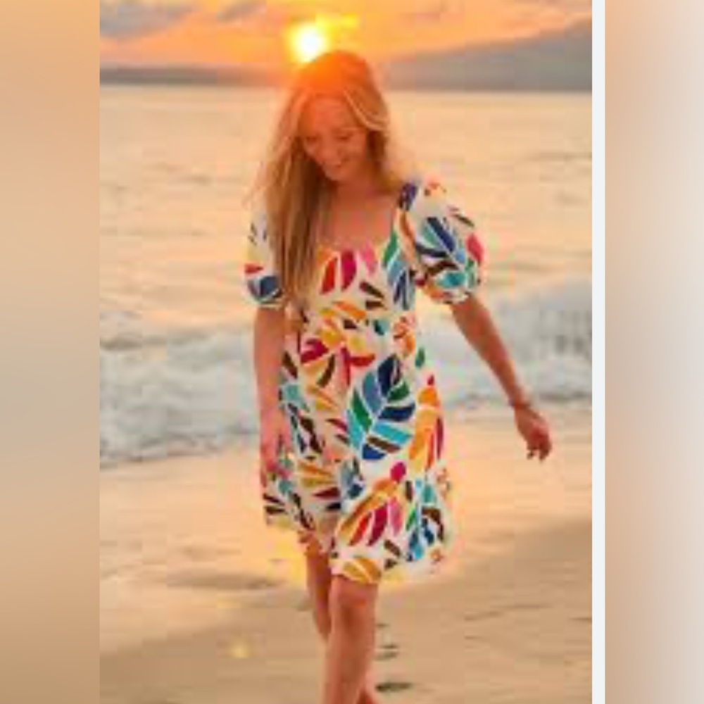 Tabitha Colorful Leaf Print Dress